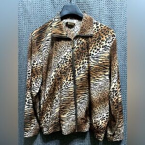 Teddi Vintage Leopard Cheetah Zip Jacket Size Medium
